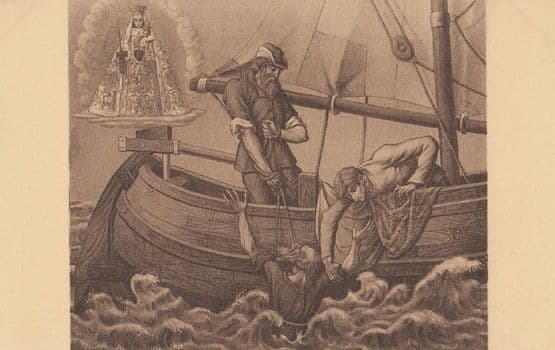 Mechelen 1659 Antique Boat Ship Drowning Disaster Antique German Postcard