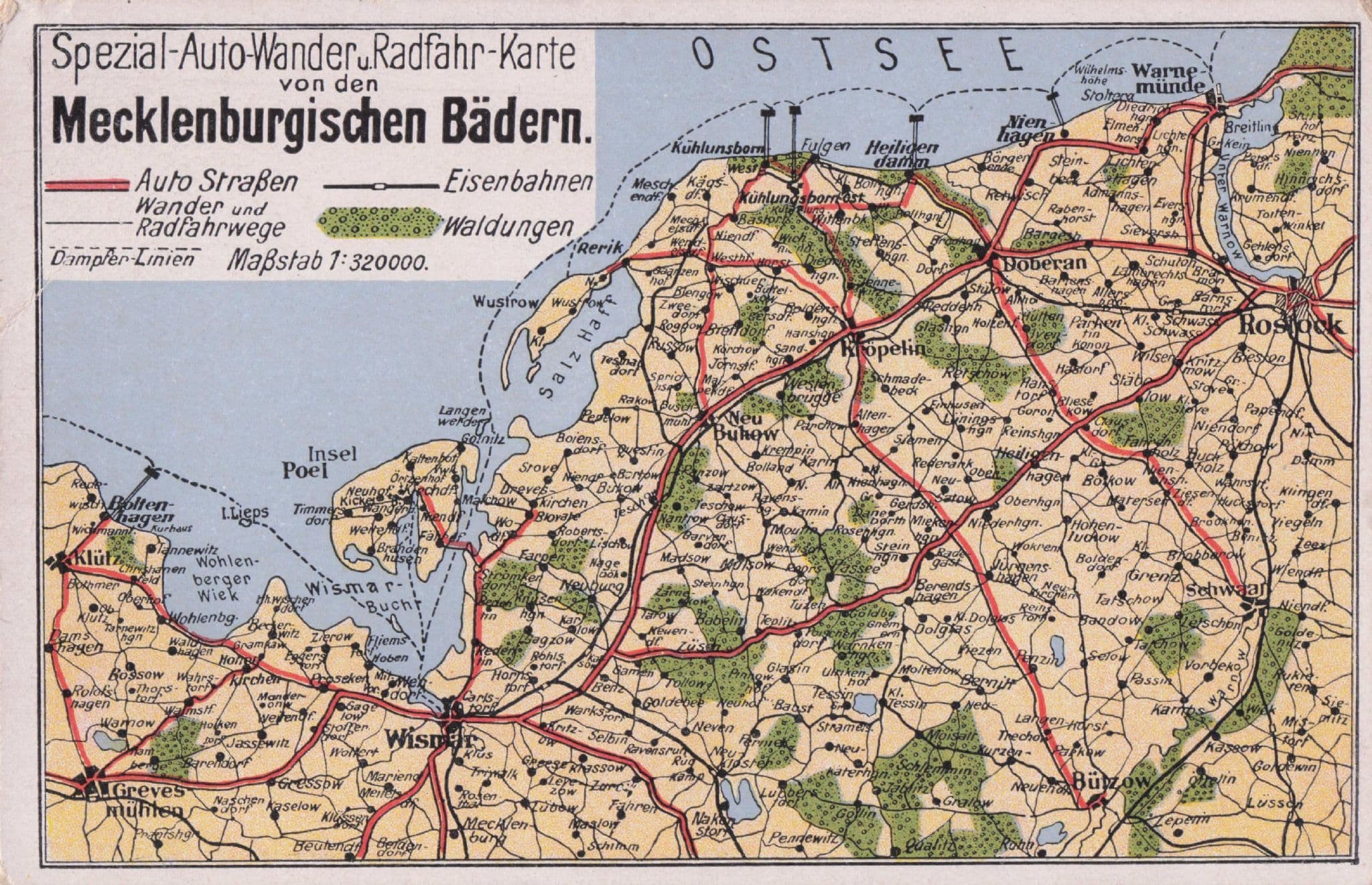 Mecklenburgischen Map German Antique Postcard