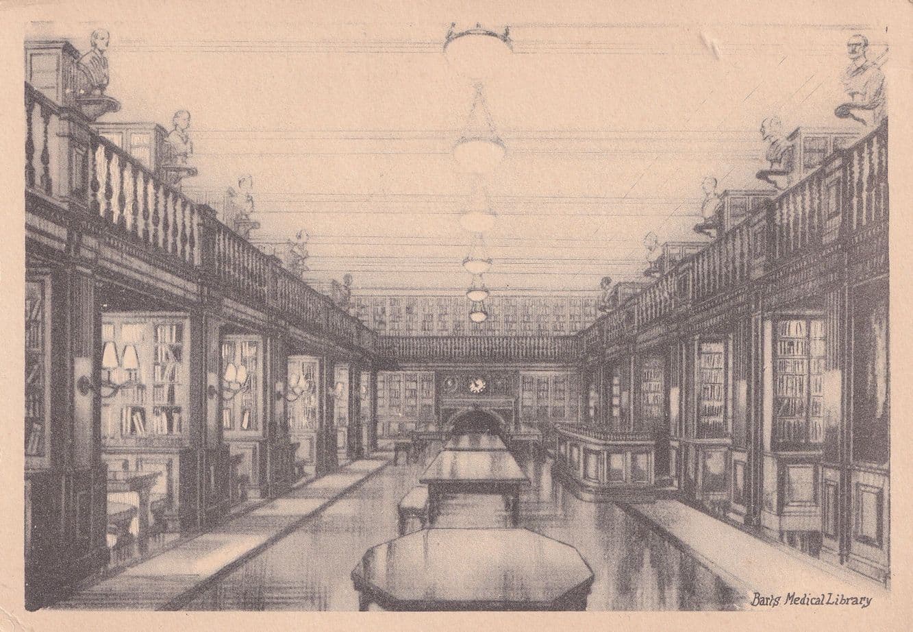 Medical Medicine Book Library Bartholomew Hospital Old Postcard