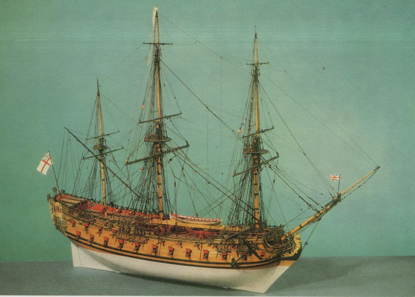 Medieval 50 Gun Ship 1733 Model Postcard