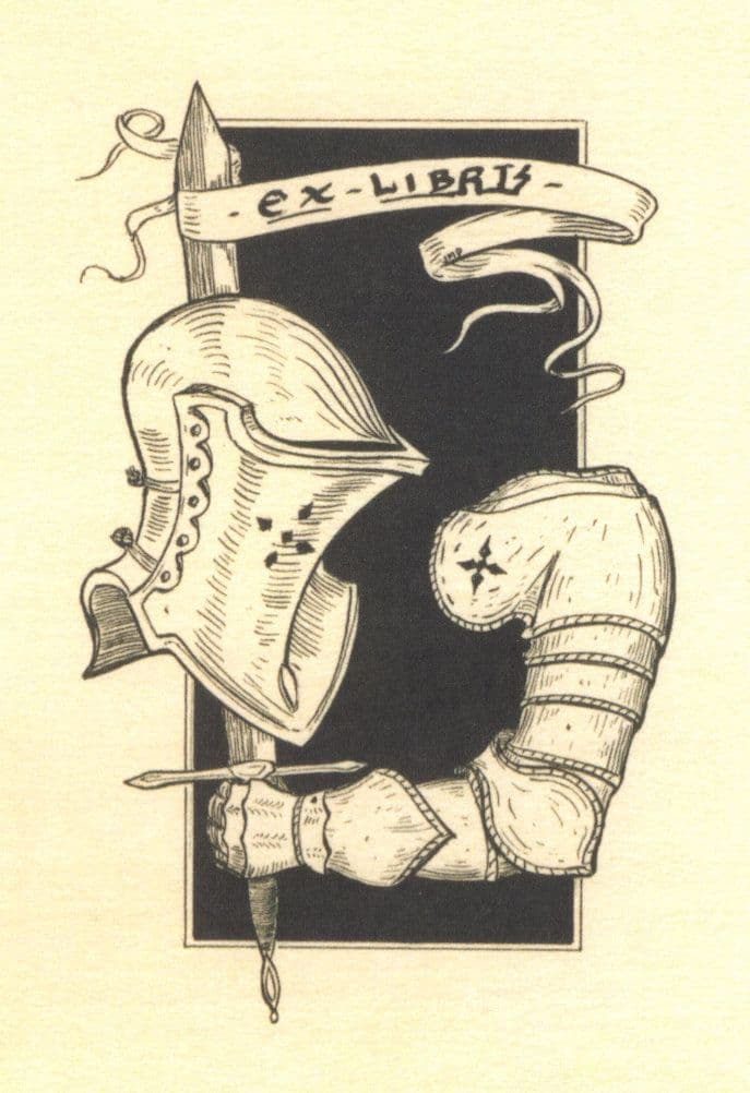 Medieval Knight In Shining Armour Book Plate Ex Libris Postcard