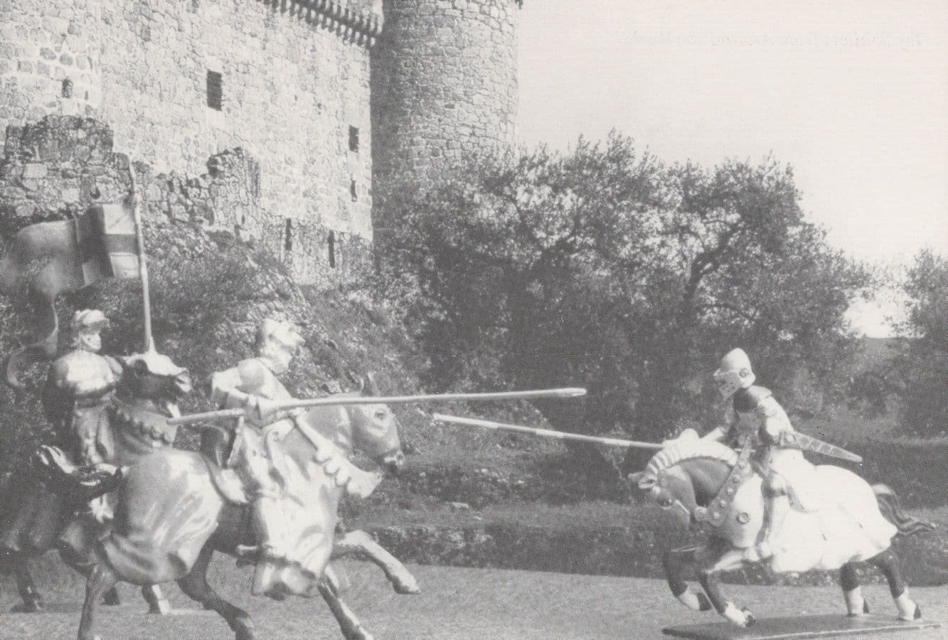 Medieval Knights Jousting Military Battle at Castle Toy Soldiers Postcard