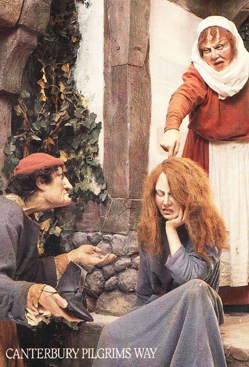Medieval Market Waxwork Shoe Maker Rare Costume Cobbler Kent Old Crafts Postcard