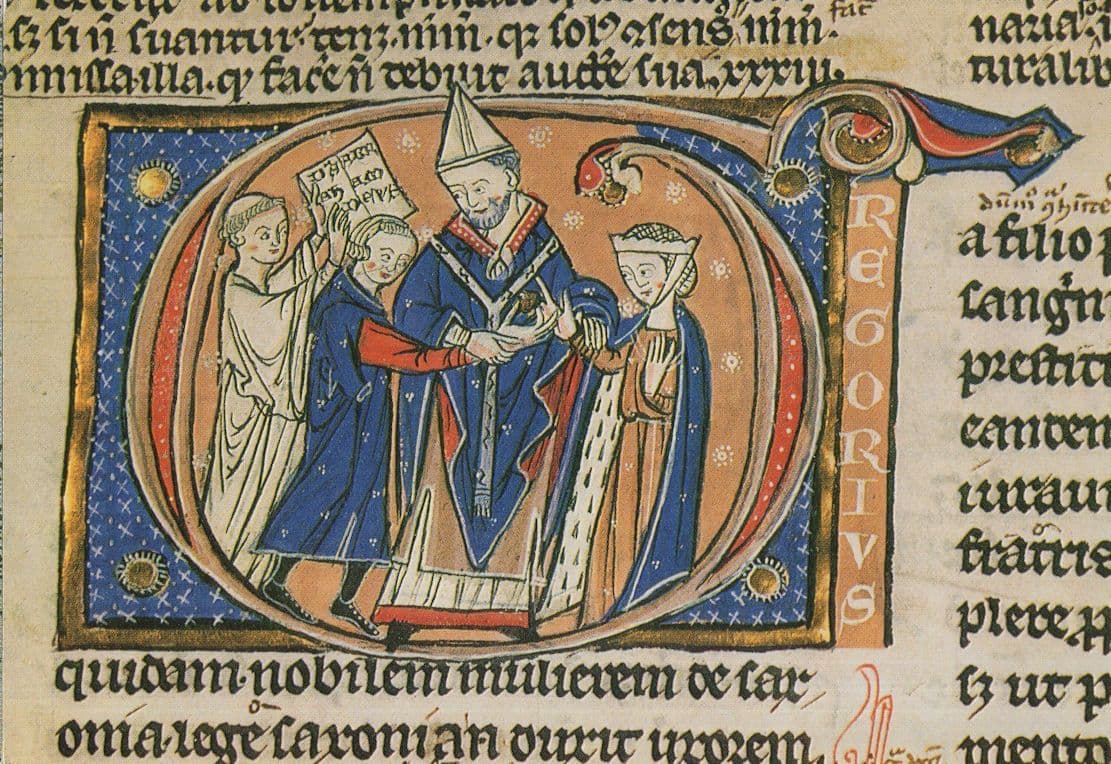 Medieval Wedding Antique Parchment Hereford Cathedral Postcard