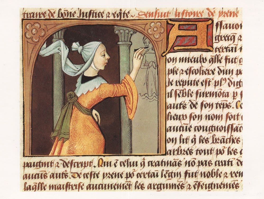 Medieval Woman Female Artist Painting Fresco Painting Postcard