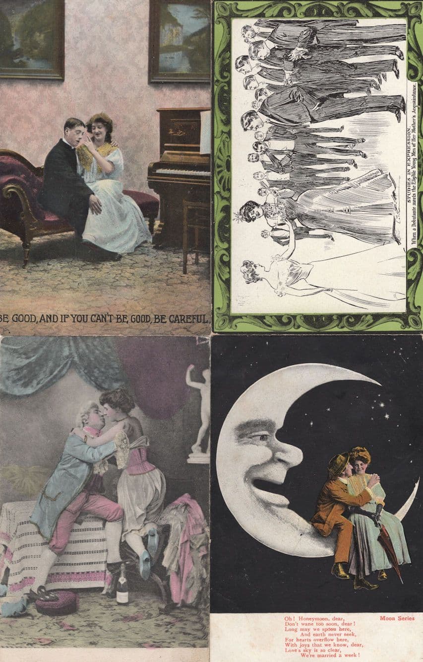 Meeting The Mother In Law Man The Moon Piano Tudor 4x Old Love Postcard s