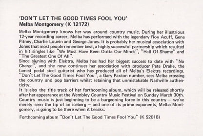 Melba Montgomery Dont Let The Good Times Country & Western LP 1970s CBS Photo