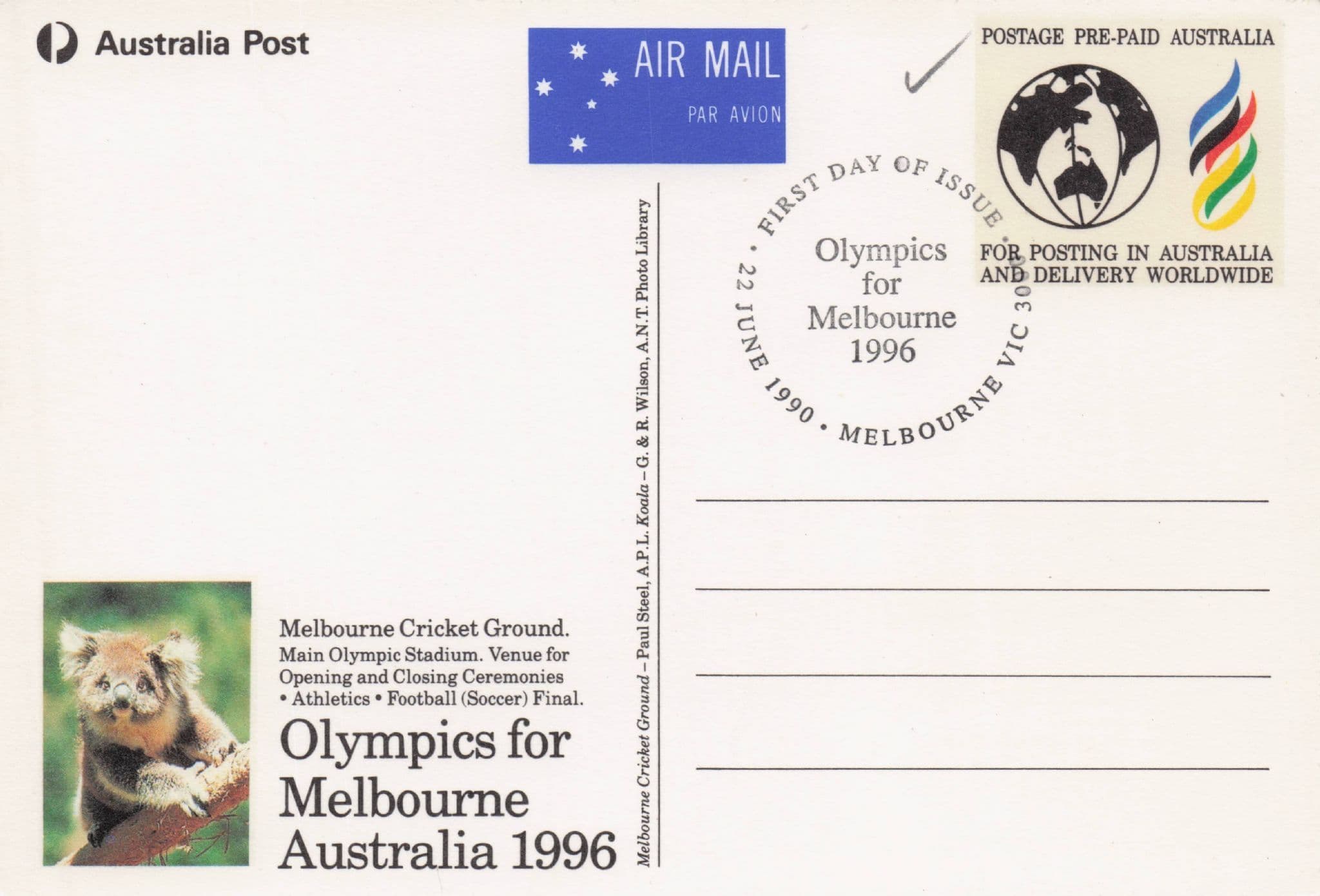 Melbourne Cricket Ground Night Illuminations Australian FDC Postcard