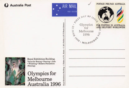 Melbourne Olympic Stadium Cricket Athetics Australia FDC Postcard