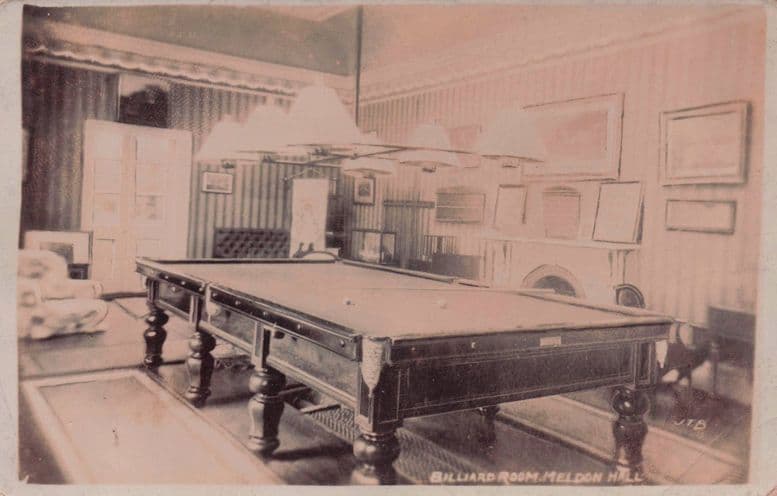 Meldon Hall Devon Billiards Table Games Room Old RPC Postcard