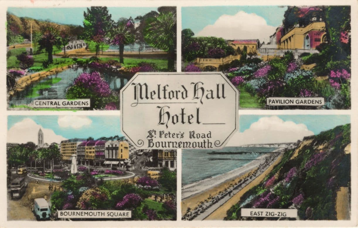 Melford Hall Hotel St Peters Head Bournemouth Old Postcard