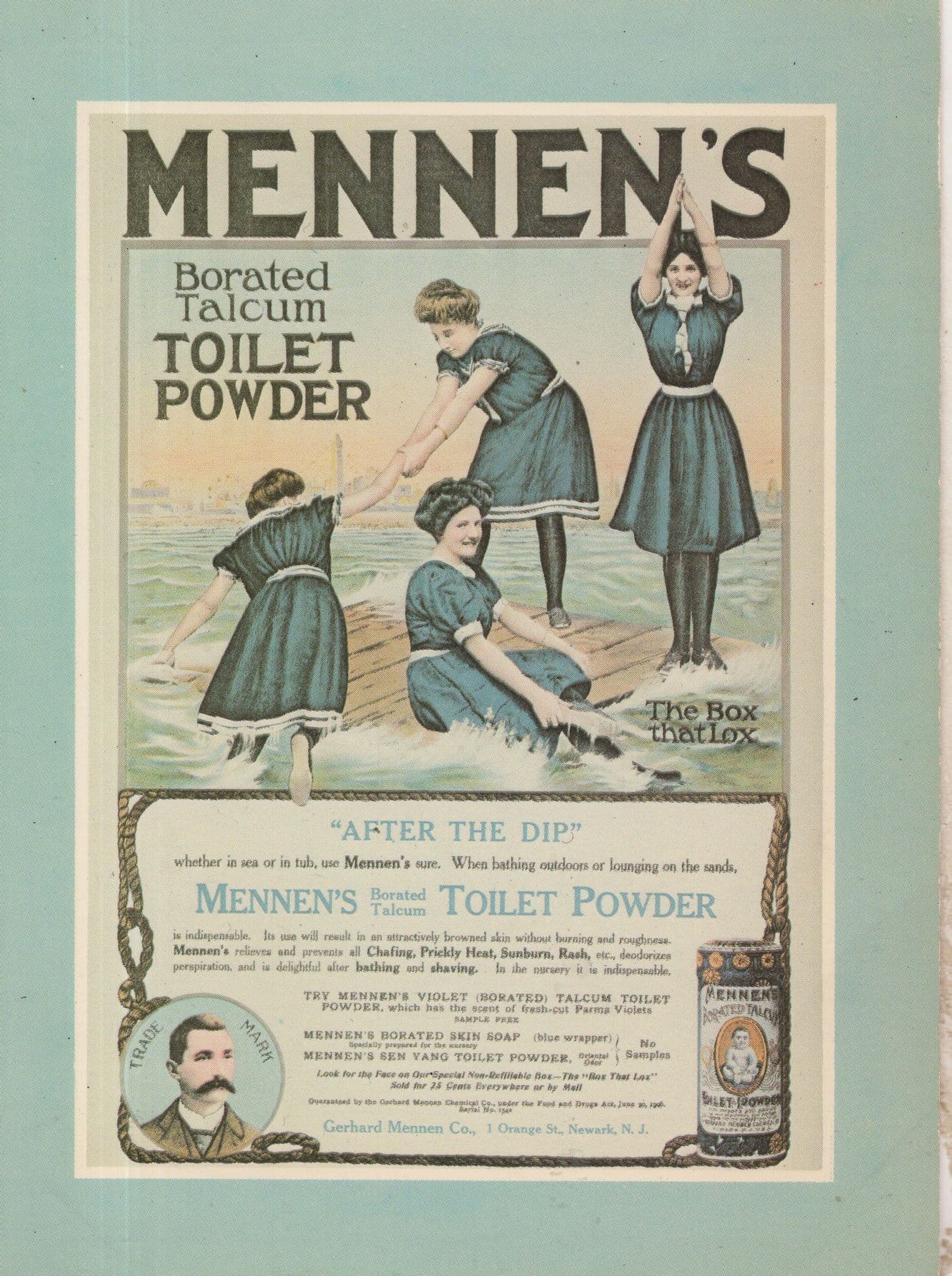 Mennen's Toilet Talcum Powder Advertising Poster Postcard