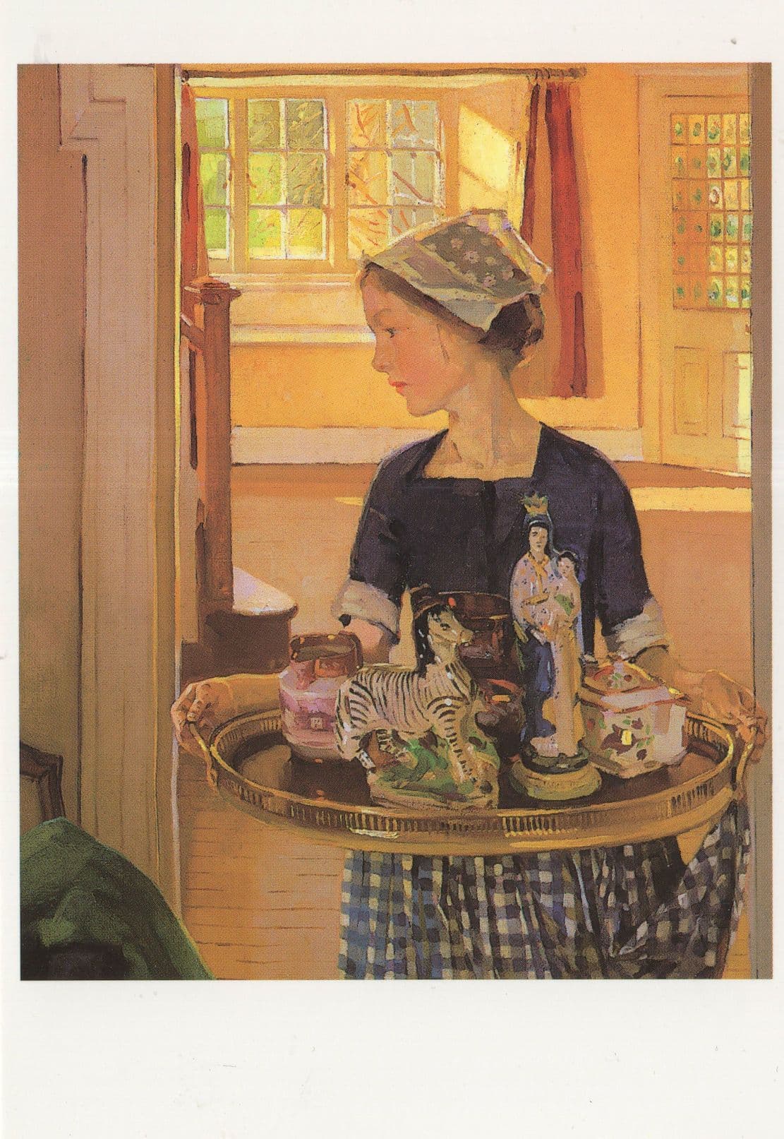 Menwinnion Lamorna Cornwall Early House Maid Painting Postcard
