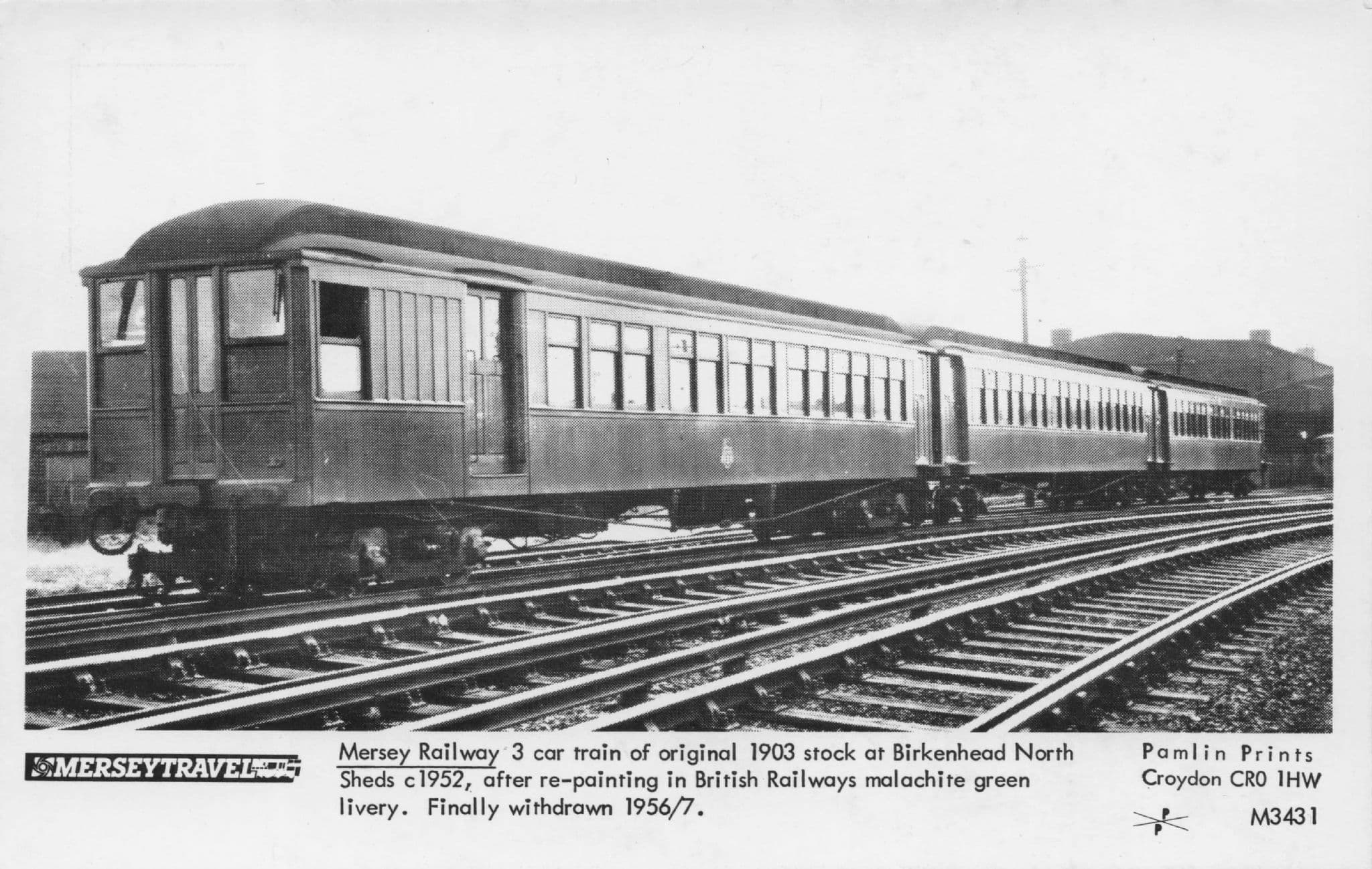 Mersey 1903 Old Train at Birkenhead Station Sheds Pamlin Prints Postcard