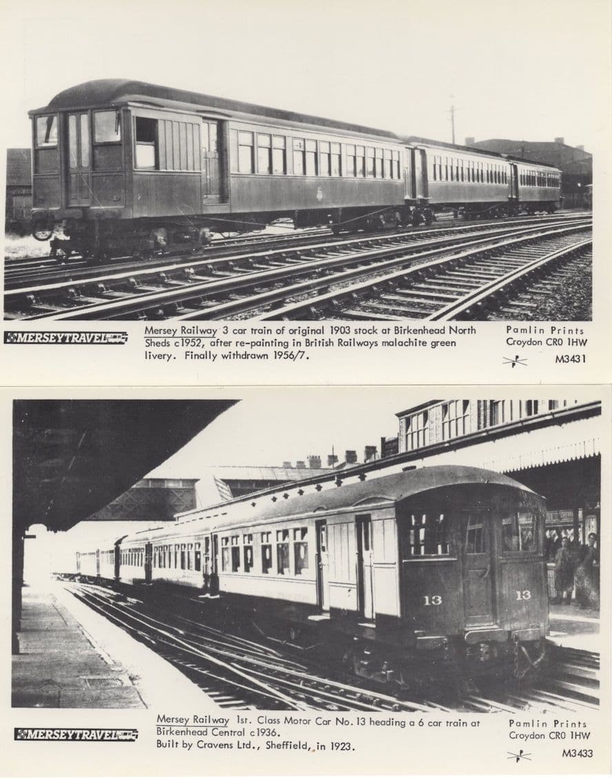 Mersey Travel Liverppol Railway Carriages Birkenhead Train 2x Postcard s