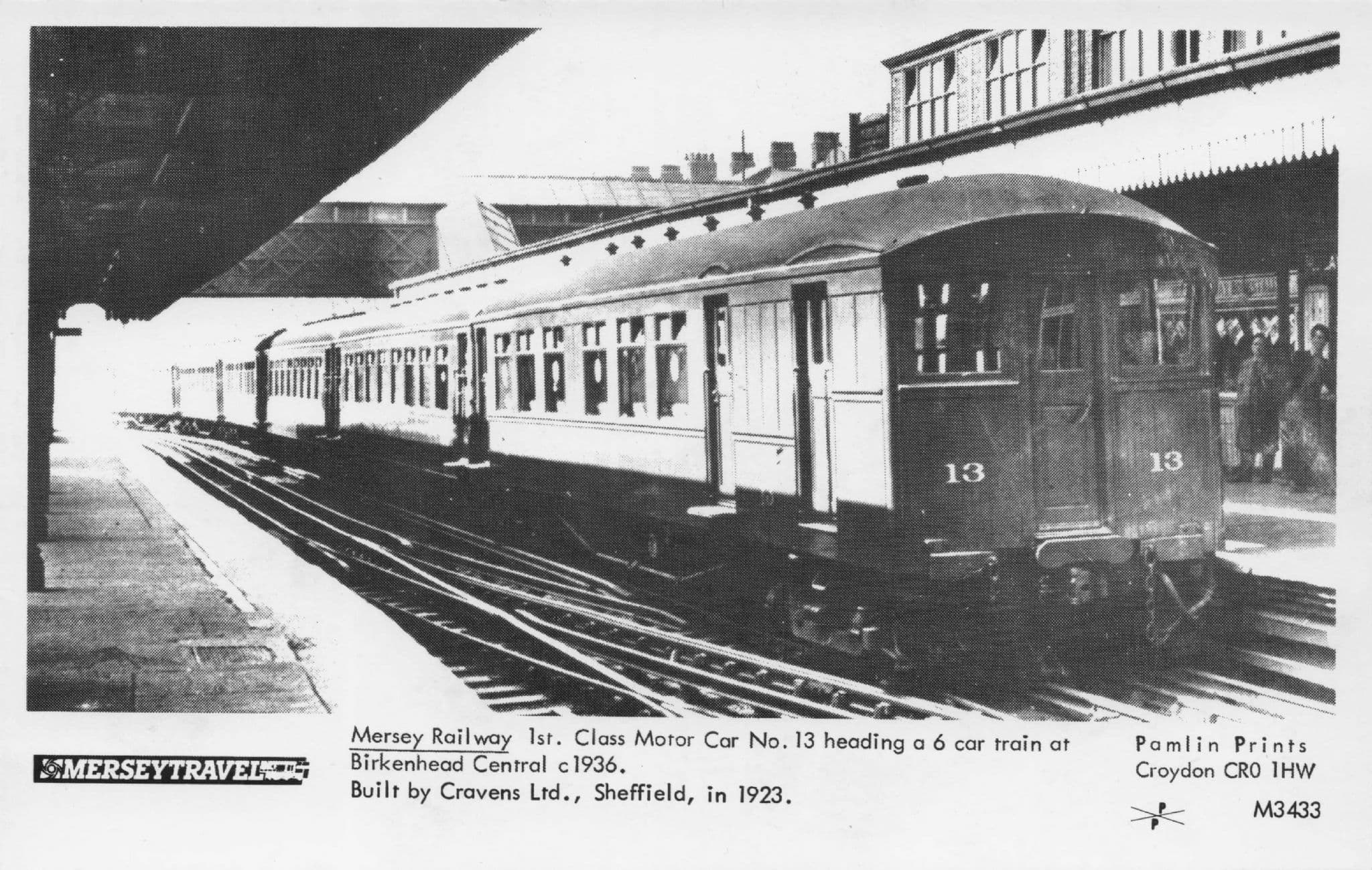 Mersey Travel no 13 Old Train at Birkenhead Station Pamlin Prints Postcard