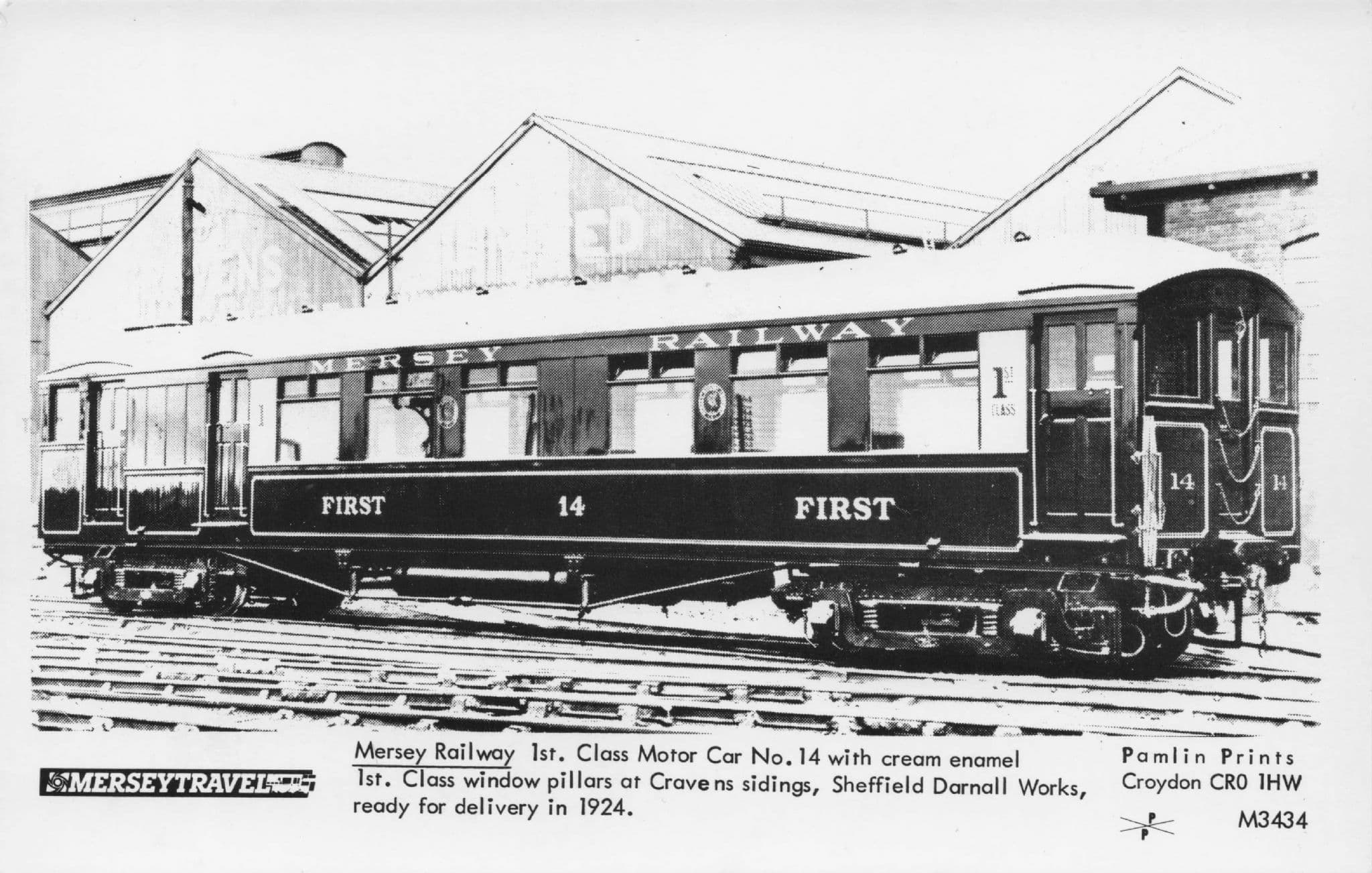 Mersey Travel No 40 Old Train Sheffield Darning Works Pamlin Prints Postcard