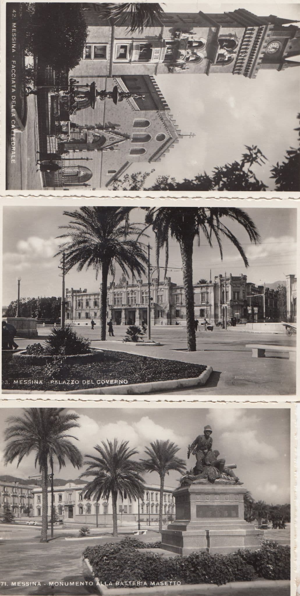 Messina Military Italian Army Monument & Palazzo Cathedral 3x RPC Postcard s