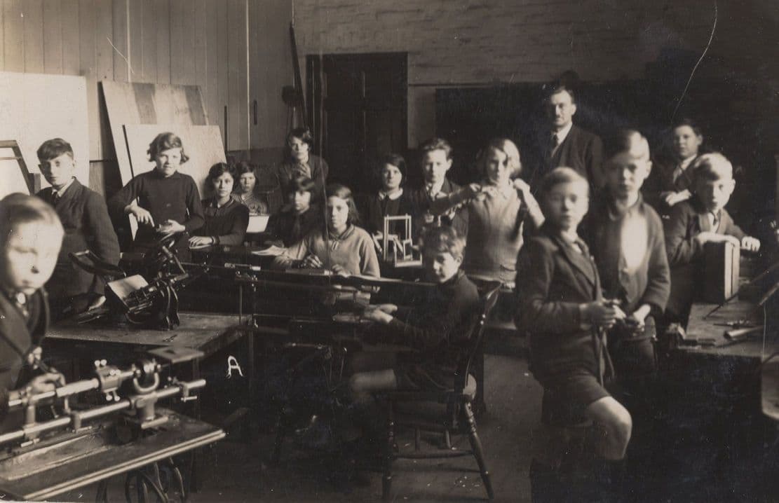 Metalwork Classroom School Lesson Crafts Real Photo Old Postcard