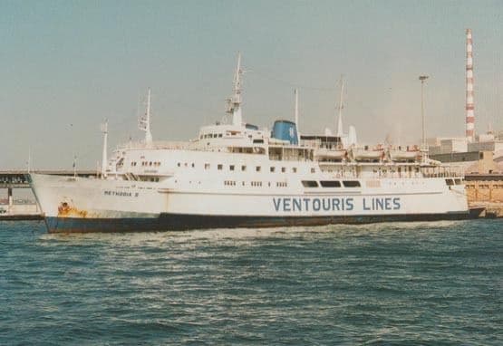 Methodia II 2 Ventouris Lines Ferry Greek Greece Ship Boat Postcard