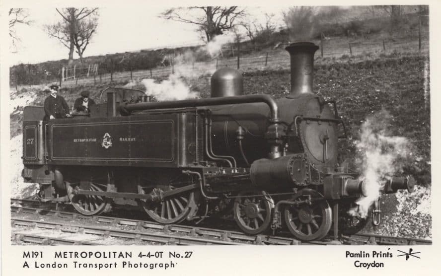 Metropolitan 4-4-0T No 27 Train London Real Photo Railway Postcard
