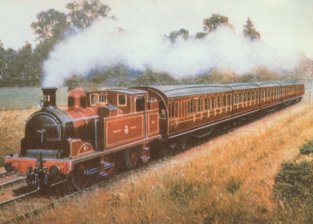 Metropolitan Railway 0-4-4T WW1 Dreadnought Coaches London Train Postcard