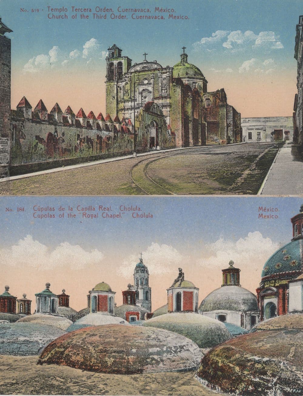 Mexico Temple Of The Third Order Cholula Royal Chapel 2x Postcard s