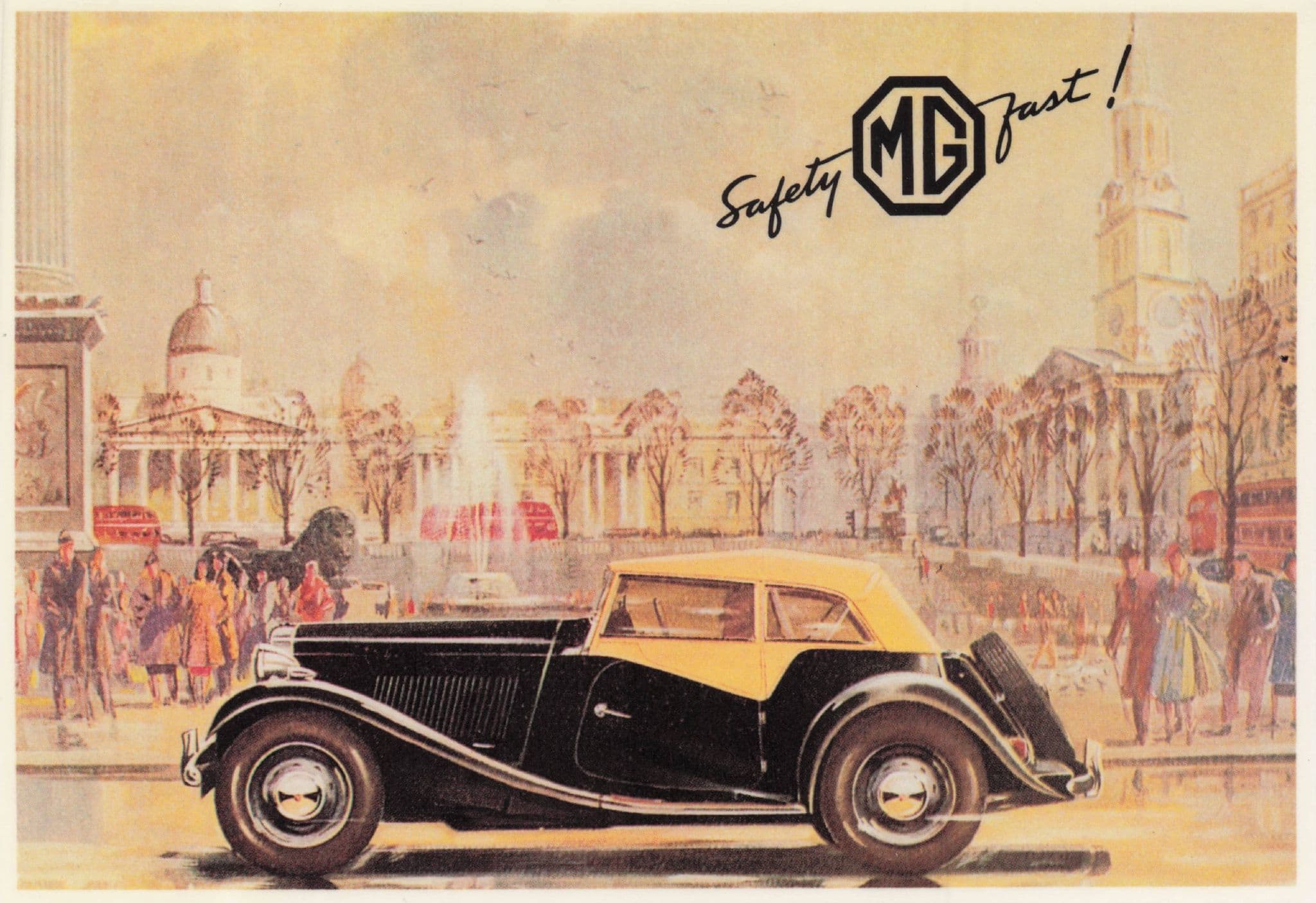 MG Classic Car in Trafalgar Square 1951 Brochure Advert Postcard