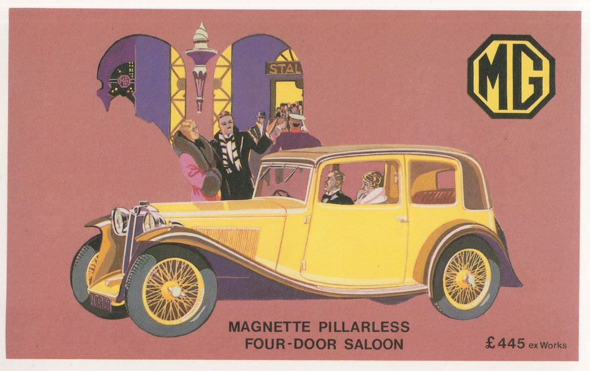 MG Magnette Pillar Four Door Saloon Classic Car Advertising Postcard