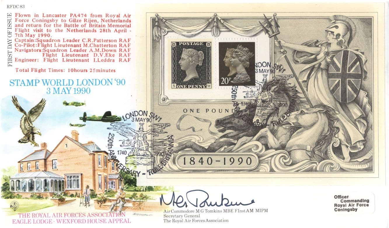 MG Tomkins RAF Air Commodore Wexford RAF Hand Signed FDC