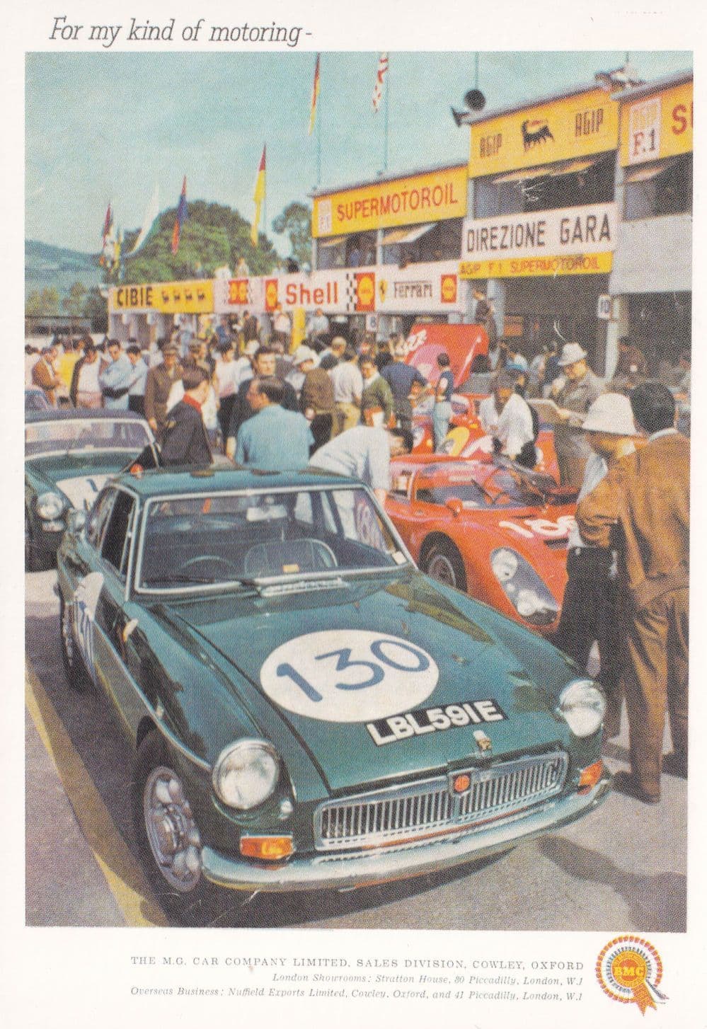 MGBGT Car at Motor Race Shell Petrol Advertising Postcard