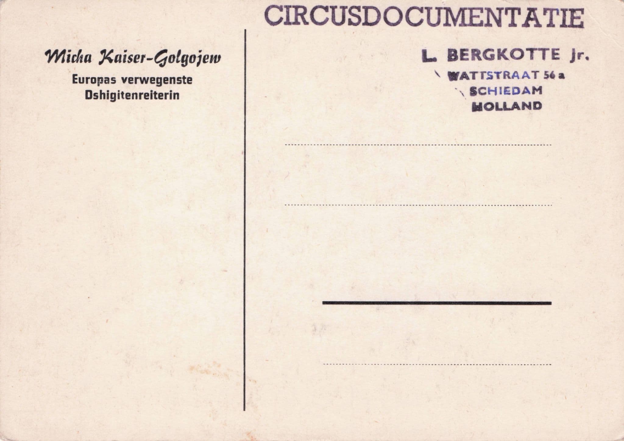 Micha Cesarz Golgojew Denmark Circus Lady Hand Signed Postcard
