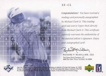 Michael Clark II Scorecard Signatures Hand Signed 2002 SP Golf Autograph Card