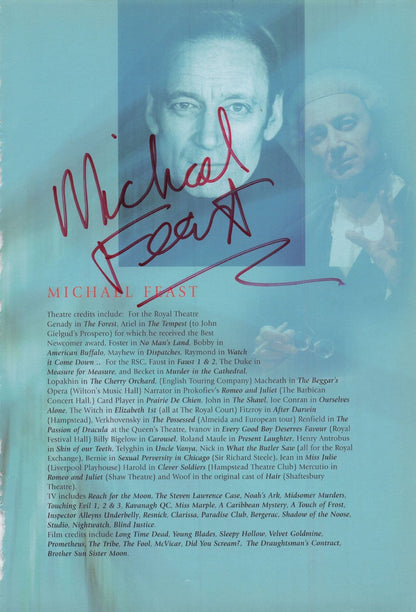 Michael Feast Tony Britton 2x Hand Signed Photo Theatre Page