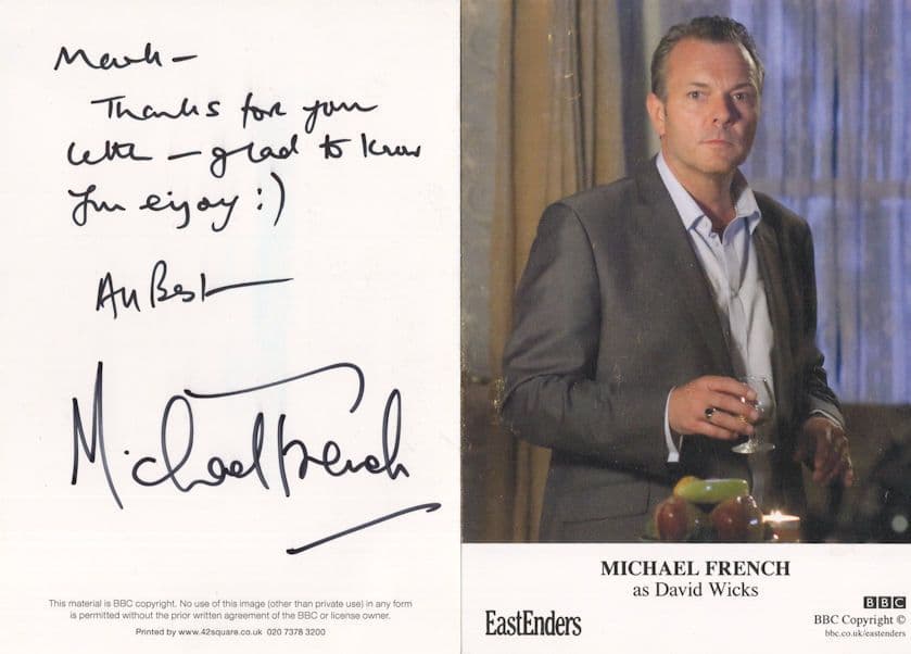 Michael French Eastenders Reverse Rare Hand Signed Cast Card Photo