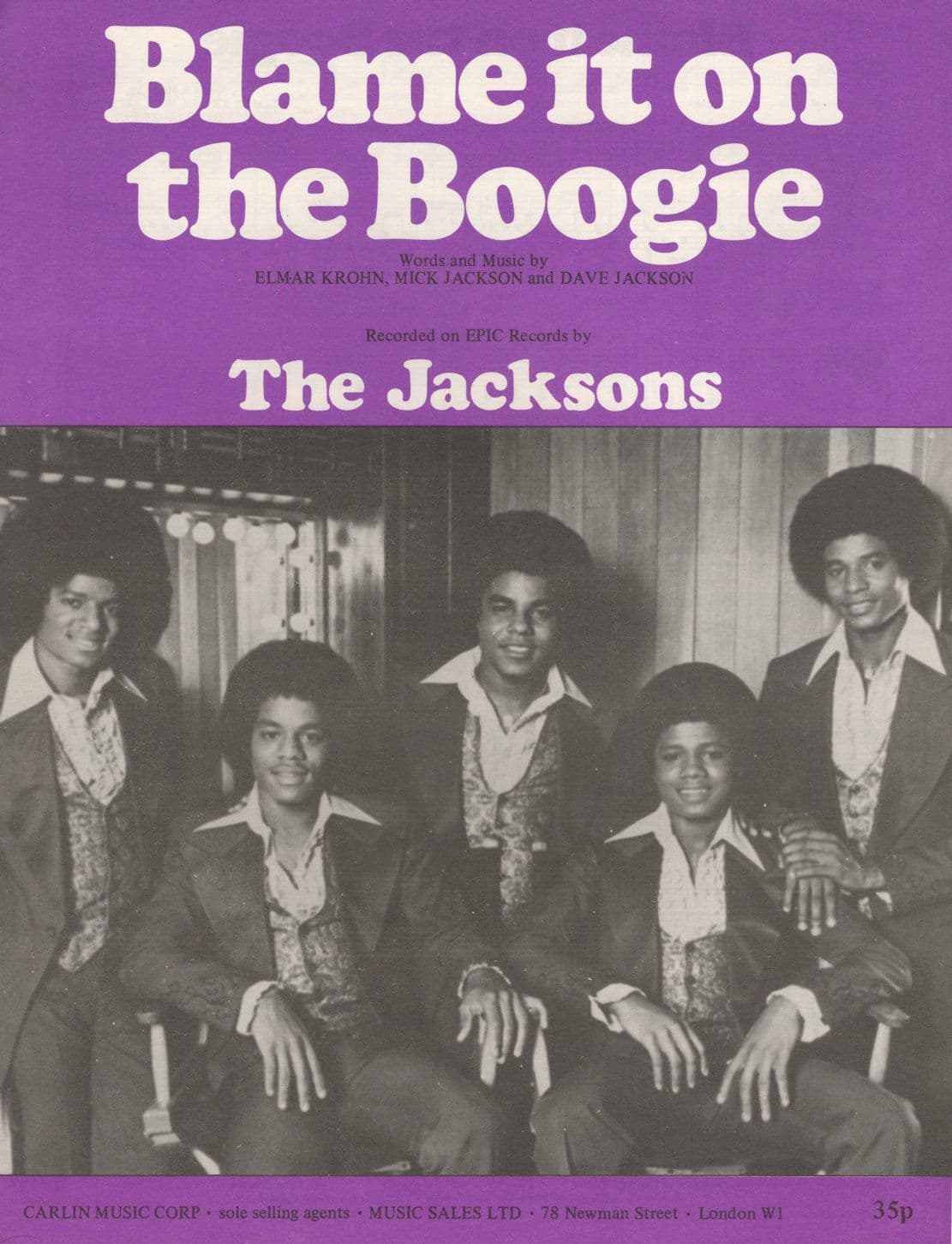 Michael Jackson The Jacksons Blame It On The Boogie UK RARE Sheet Music