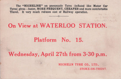 Micheline LMS First Tyre Train Waterloo Station Advertising Old Postcard