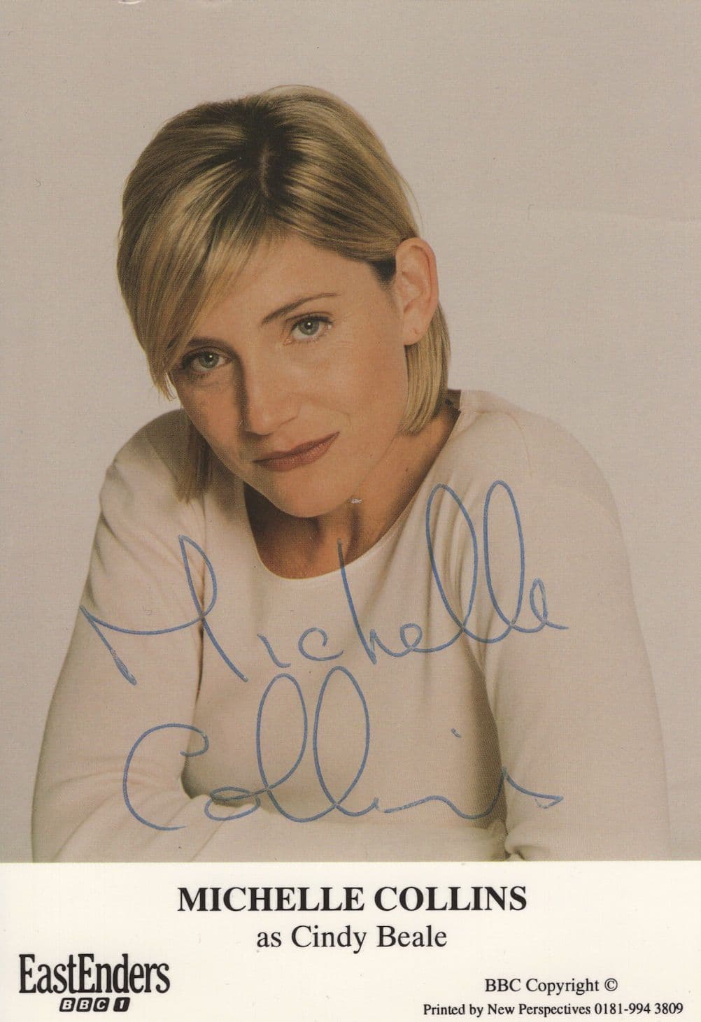Michelle Collins White Jumper Eastenders RARE Hand Signed Cast Card