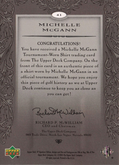 Michelle McGann First Tee SP 2005 Golf Upper Deck Relic Shirt Card