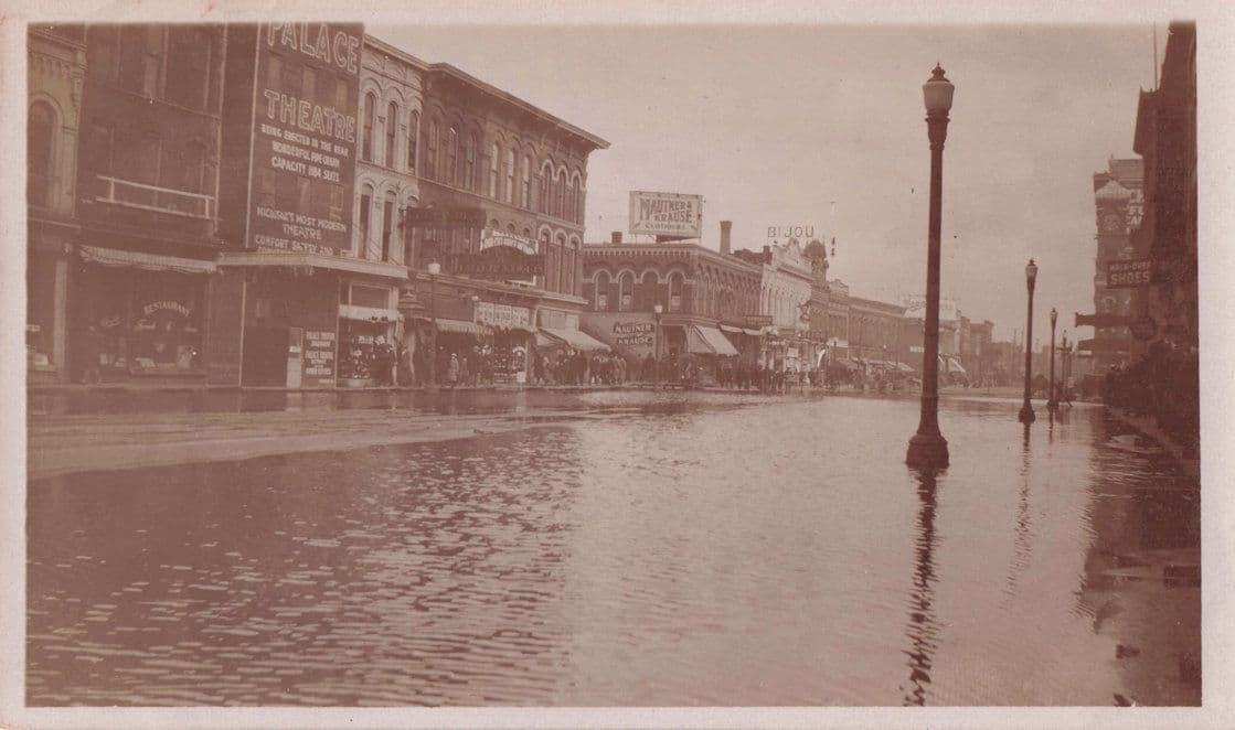 Michigan USA Theatre In Disaster Flood Storm Original Antique Photo