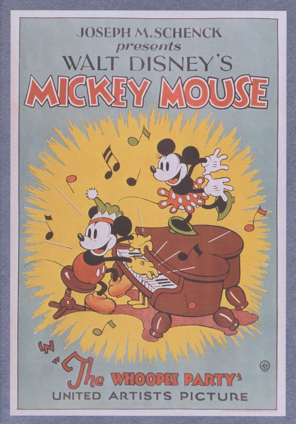 Mickey Minnie Mouse The Whoopee Party Film Poster Postcard