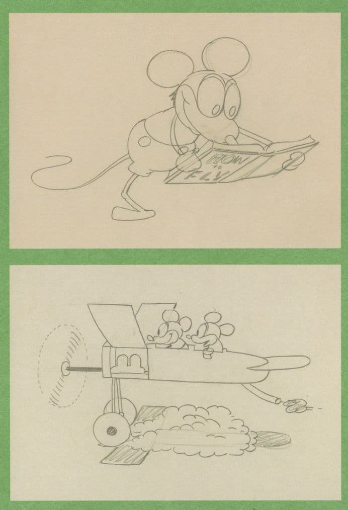 Mickey Mouse Walt Disney Plane Crazy Aircraft Cartoon Storyboard Postcard