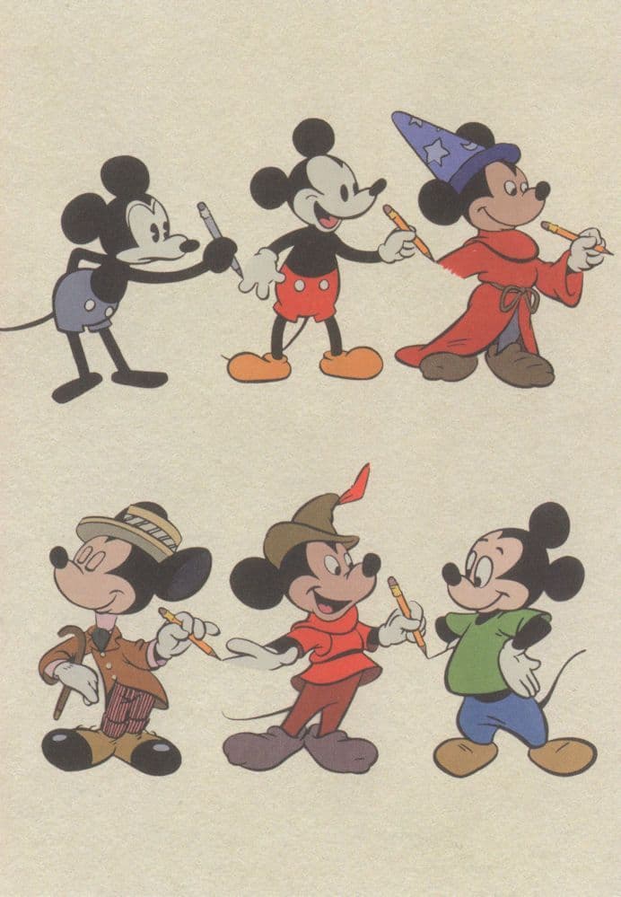 Mickey Mouse Sorcerer 6x Konrad Lorenz Sketch Drawings Postcard