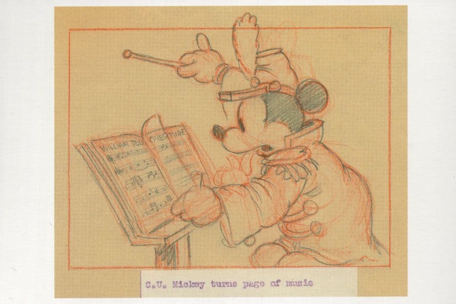 Micky Mouse as Orchestra Band Concert Leader Walt Disney Cartoon Postcard