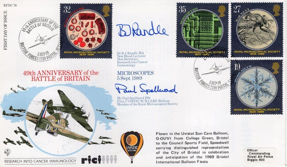 Microscopes Society Battle Of Britain 40th Anniversary Rare Signed FDC