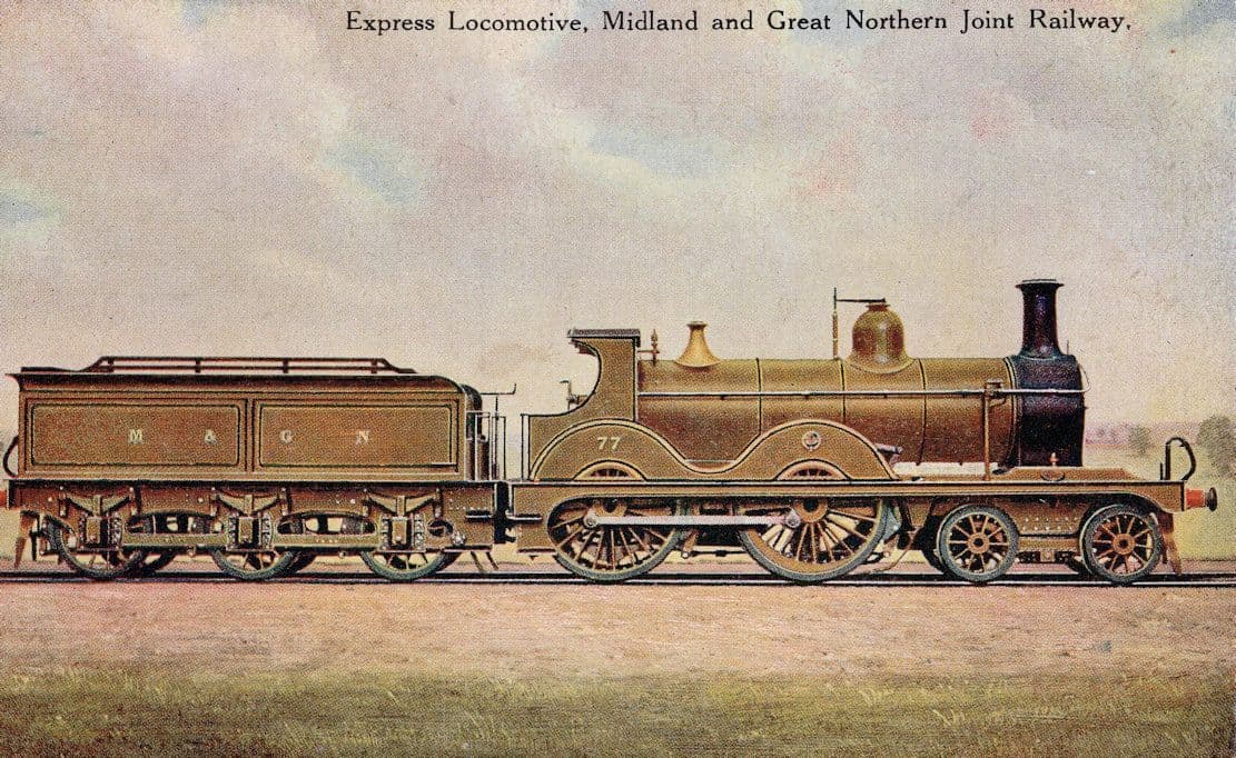 Midland & Great Northern Railway Express Joint Locomotive Train Alpha Postcard