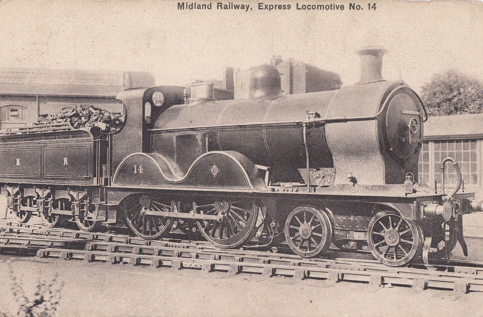 Midland Railway Express Locomotive 14 Antique Train Postcard