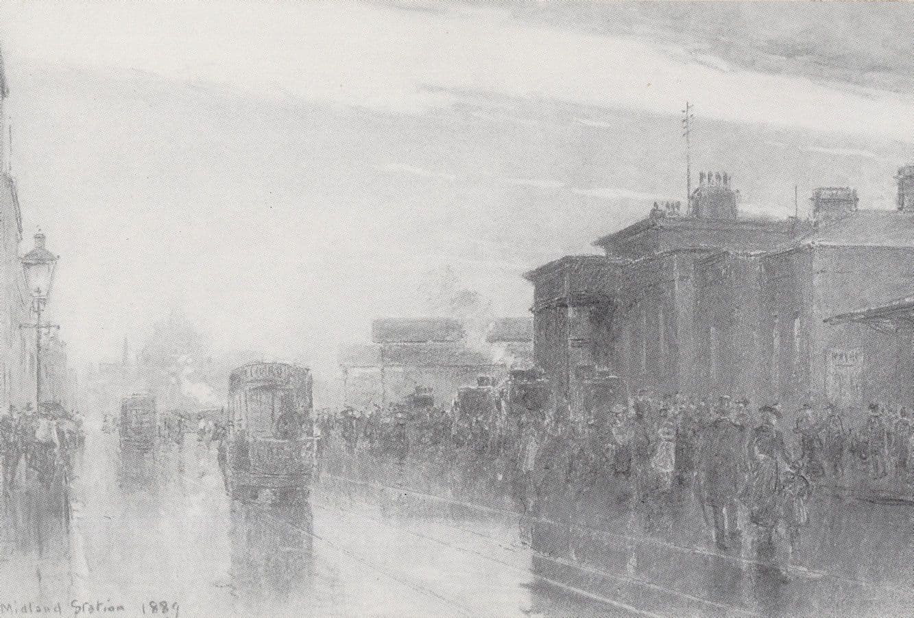 Midland Railway Station Nottingham Victorian Painting Postcard