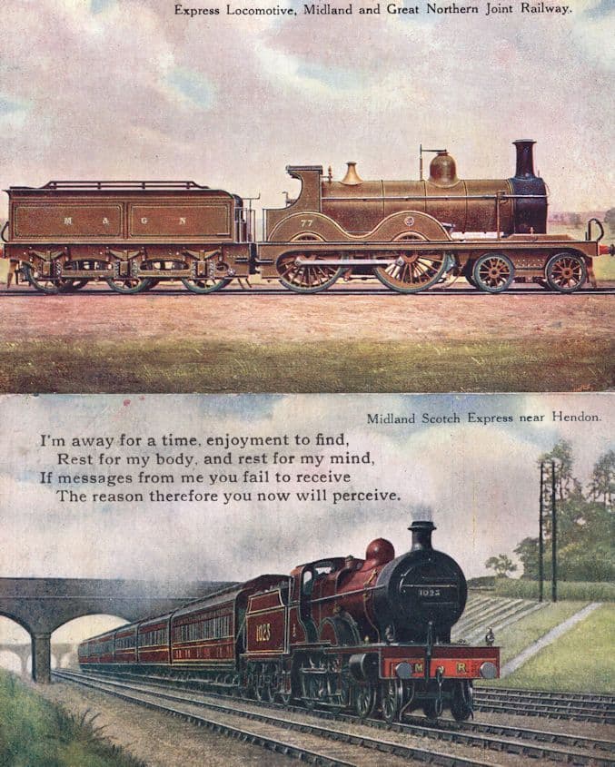 Midland Scotch Express Near Hendon Alpha Railway 2x Postcard s