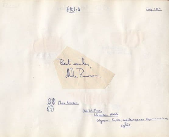 Mike Rawson Olympic Games Athlete Hand Signed Antique Autograph